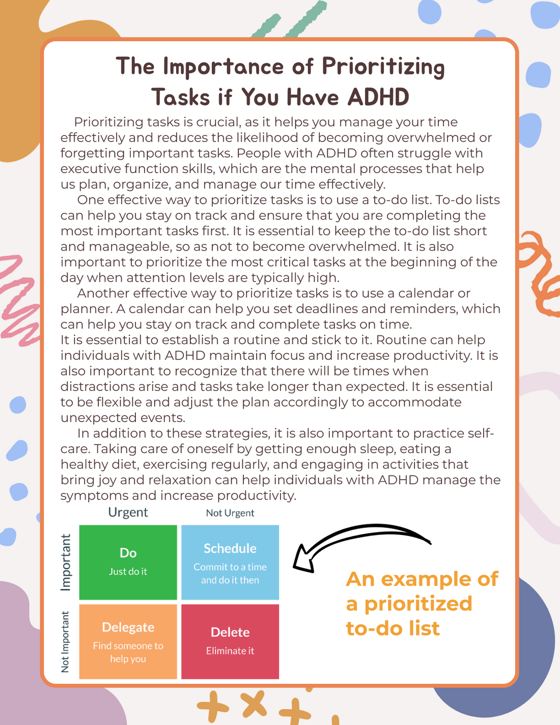 tips for prioritizing tasks with ADHD
