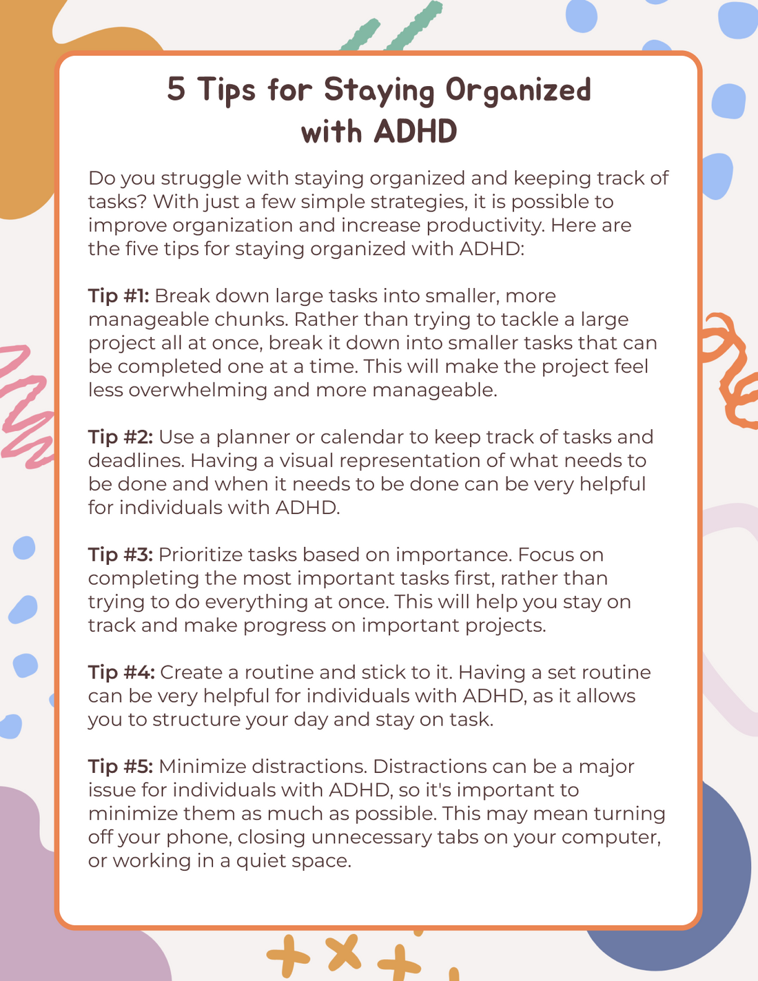 tips for staying organized with ADHD