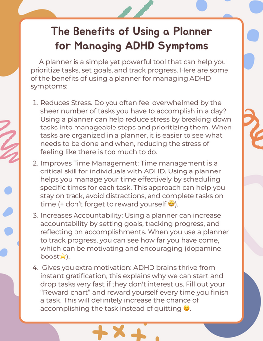 benefits of using a planner for managing ADHD