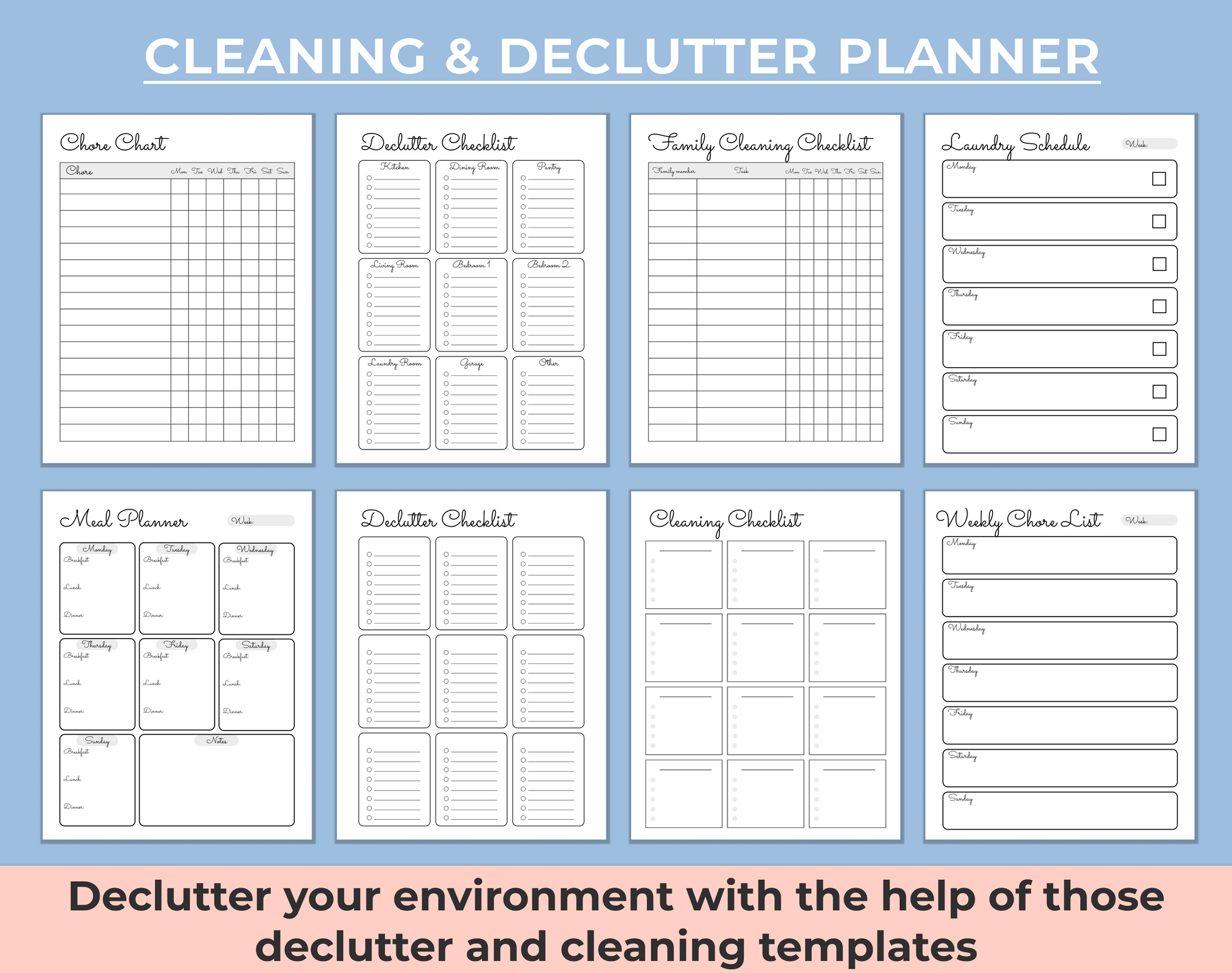 adhd cleaning and declutter planner