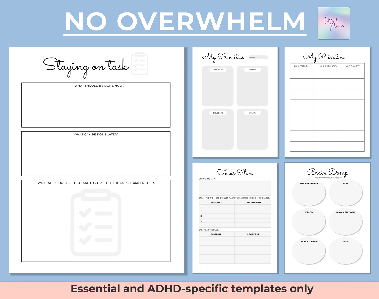 overwhelm-free planner for ADHD