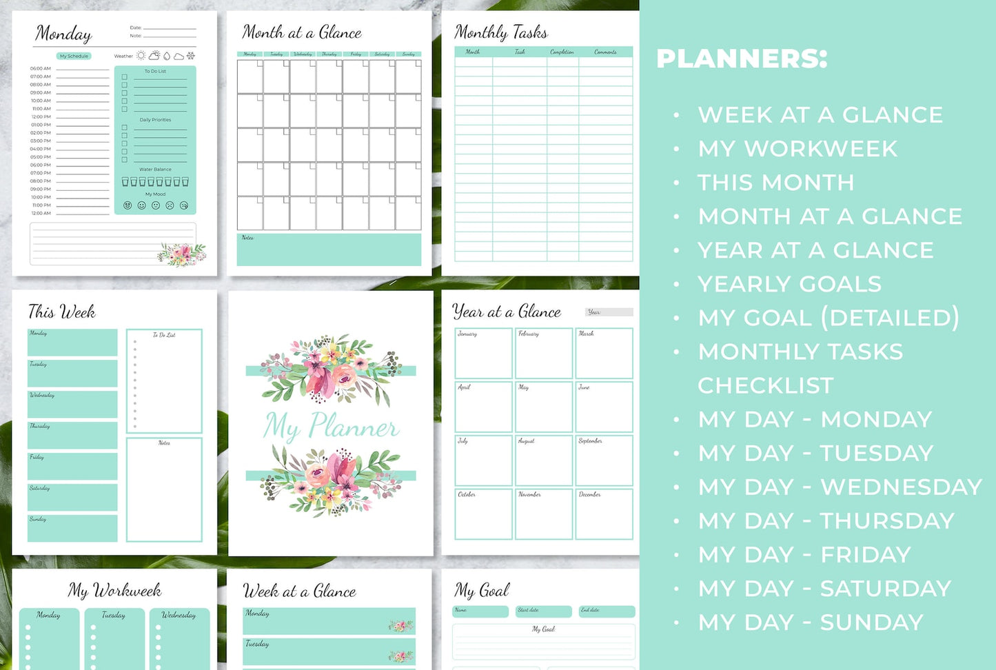 daily, weekly, monthly planners