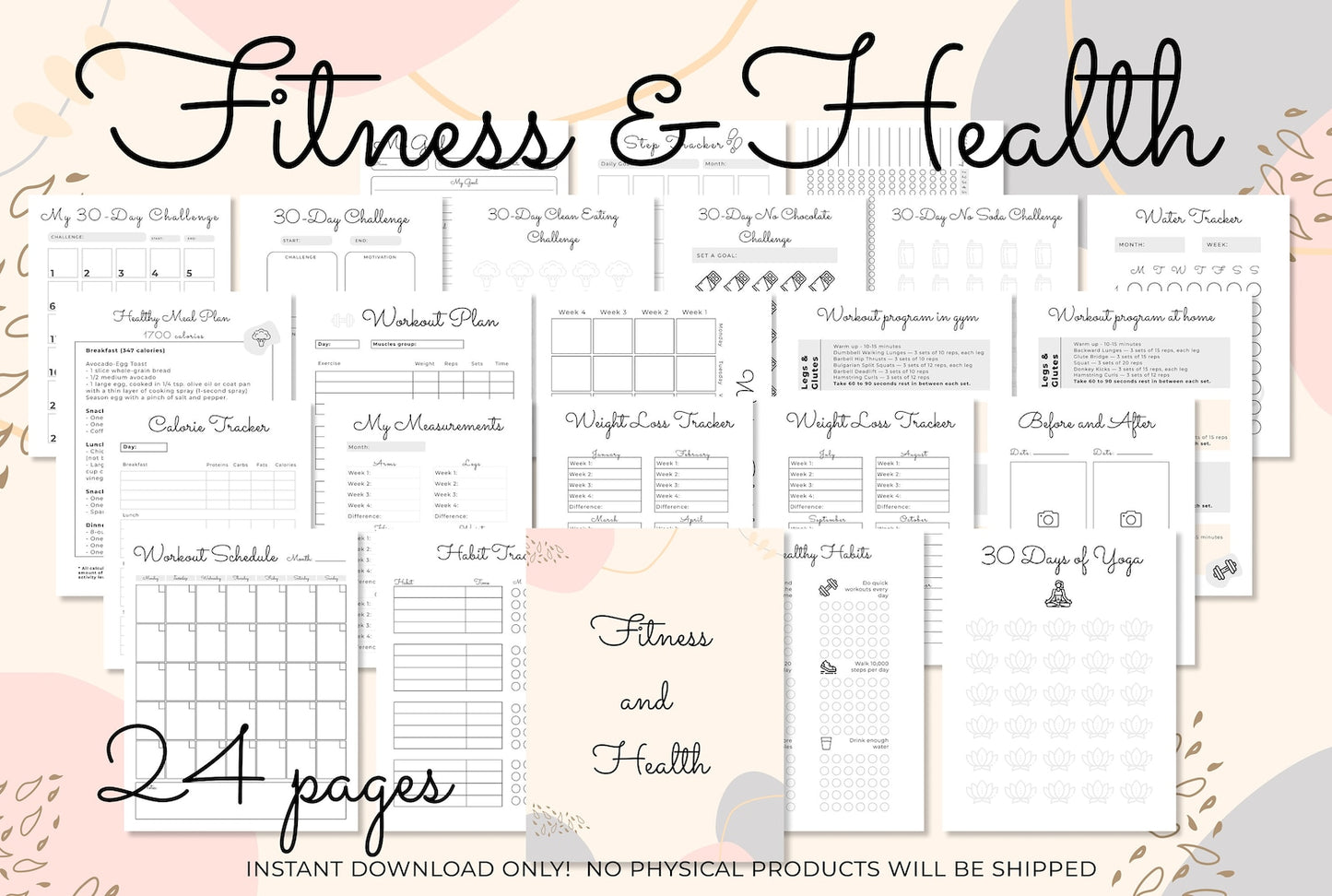 fitness and health planner