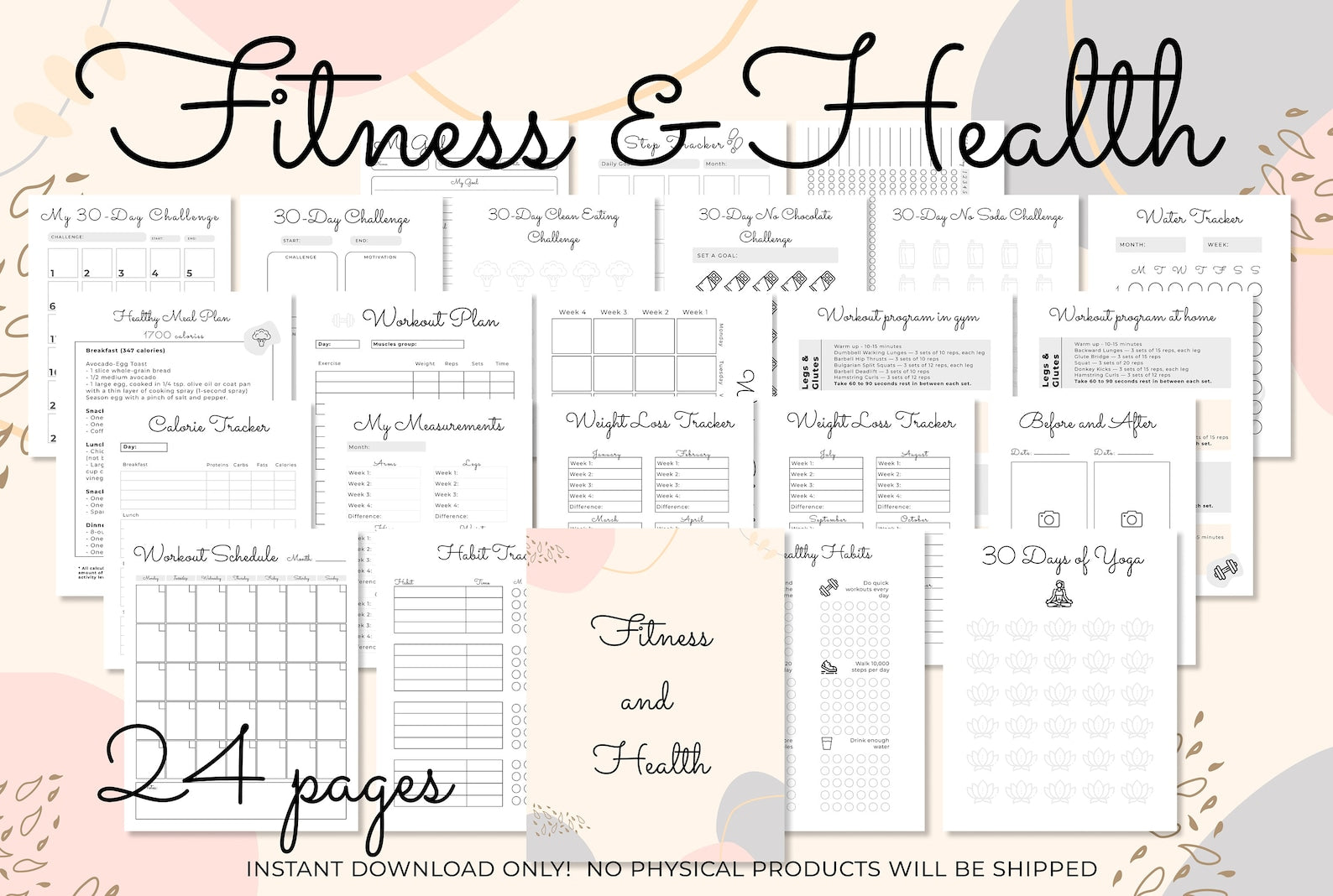 fitness and health planner