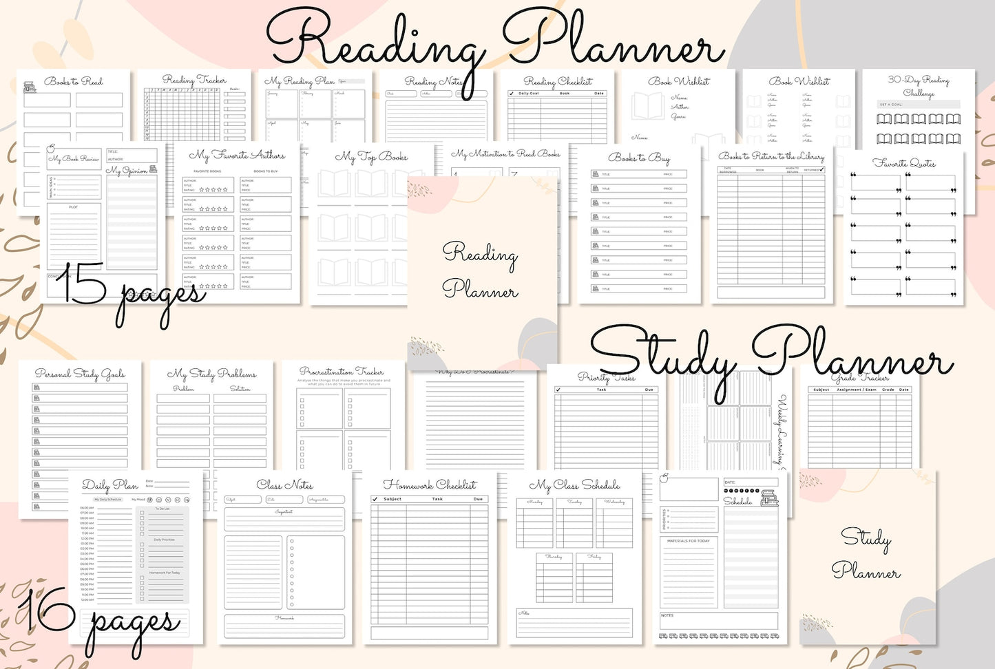 reading and study planners