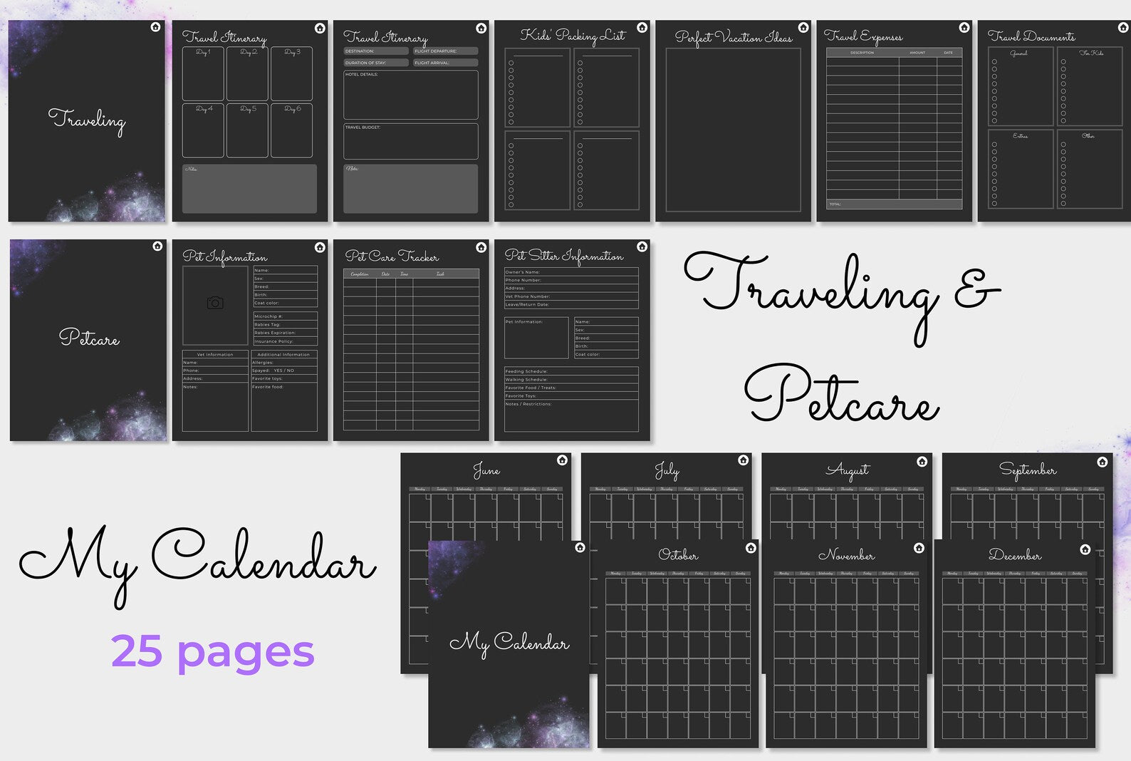 undated calendar and travel planner