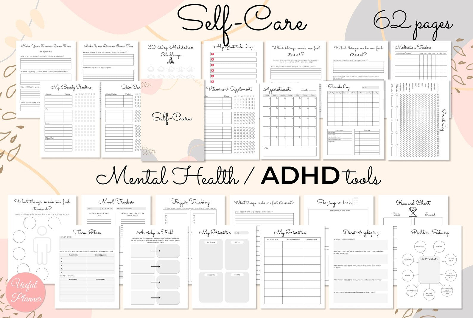 self-care and mental health journal