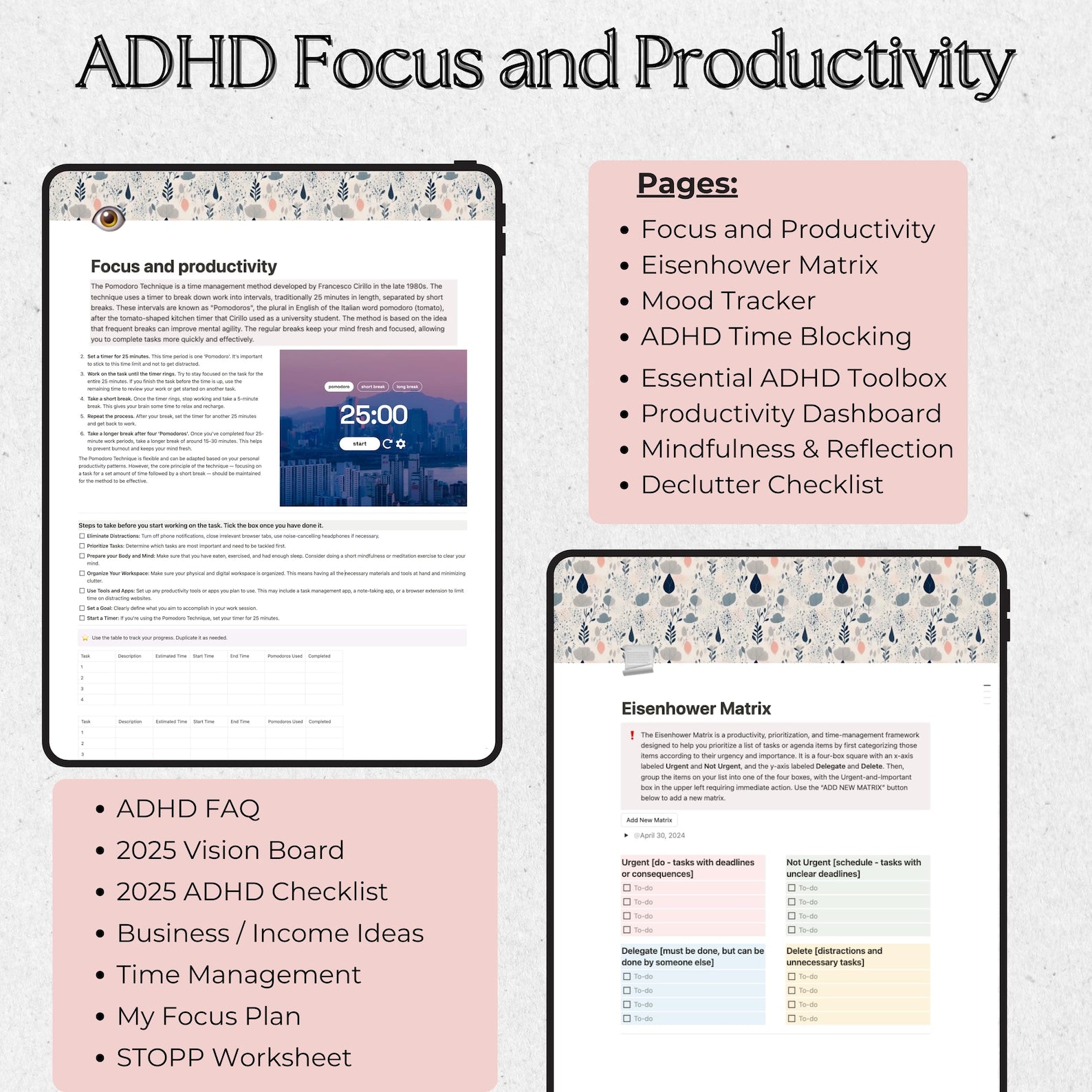 ADHD focus and productivity section