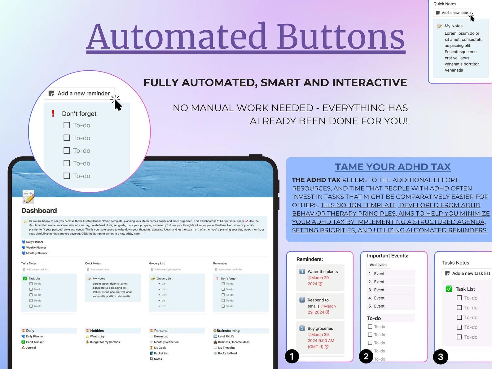 This Notion ADHD planner is fully automated, smart and interactive