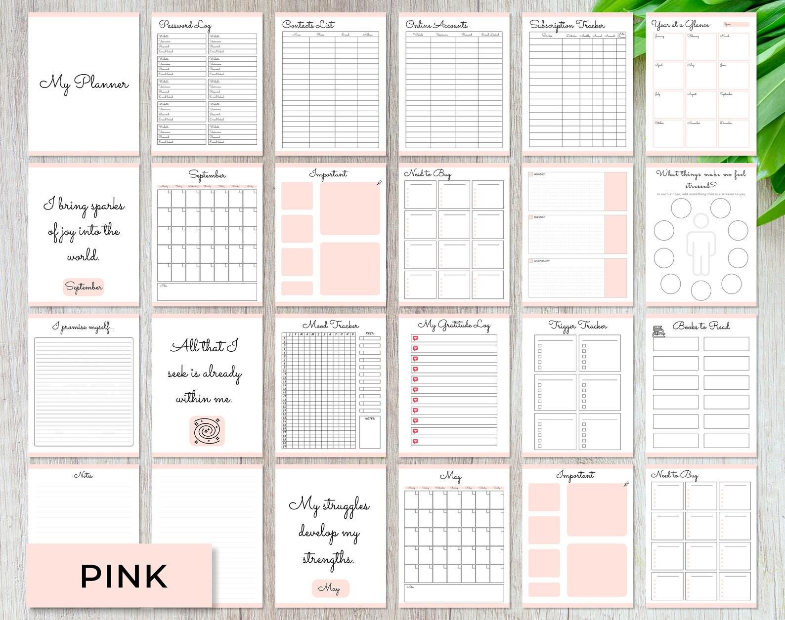 pink planner in us letter format