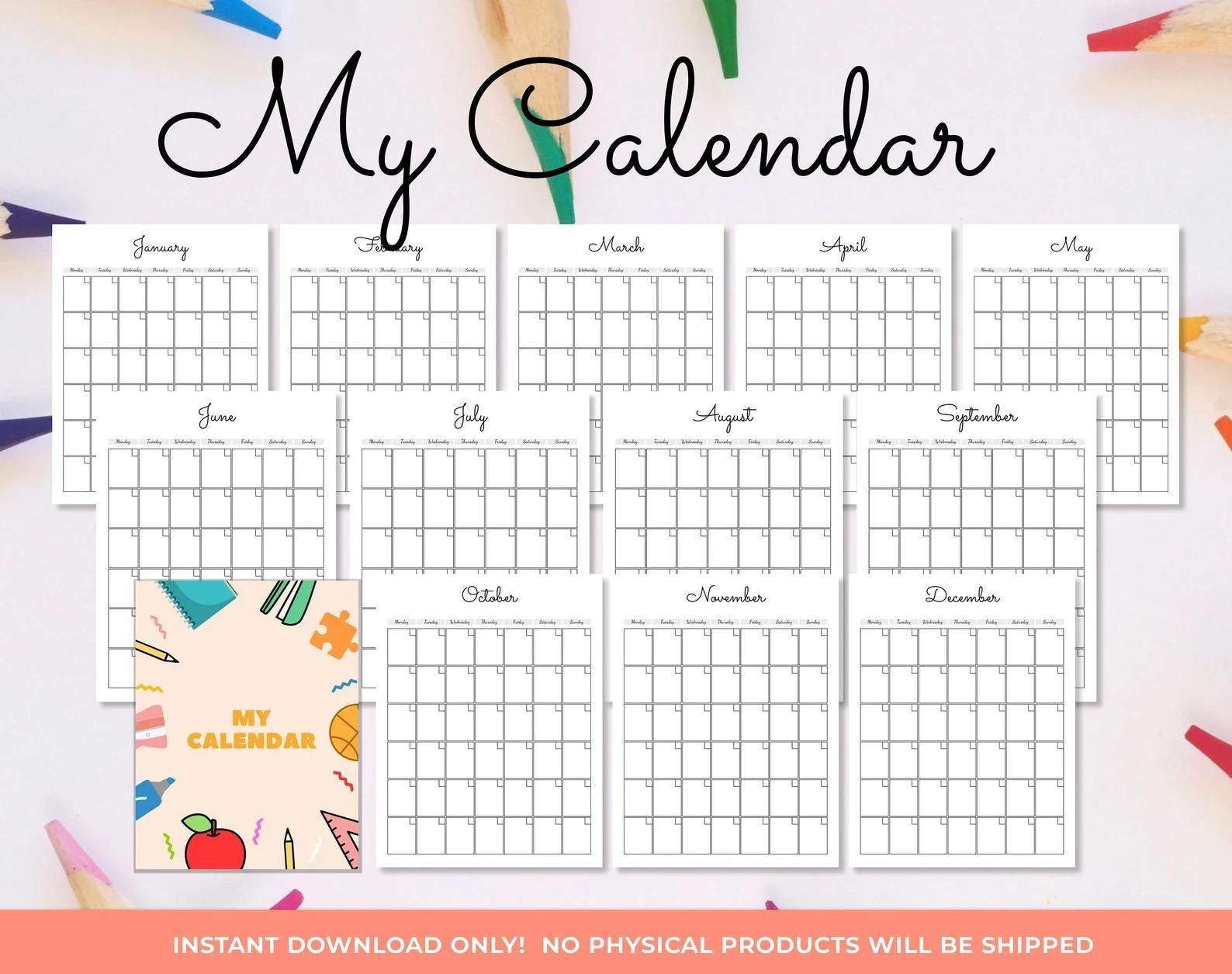 Undated calendar for children with ADHD