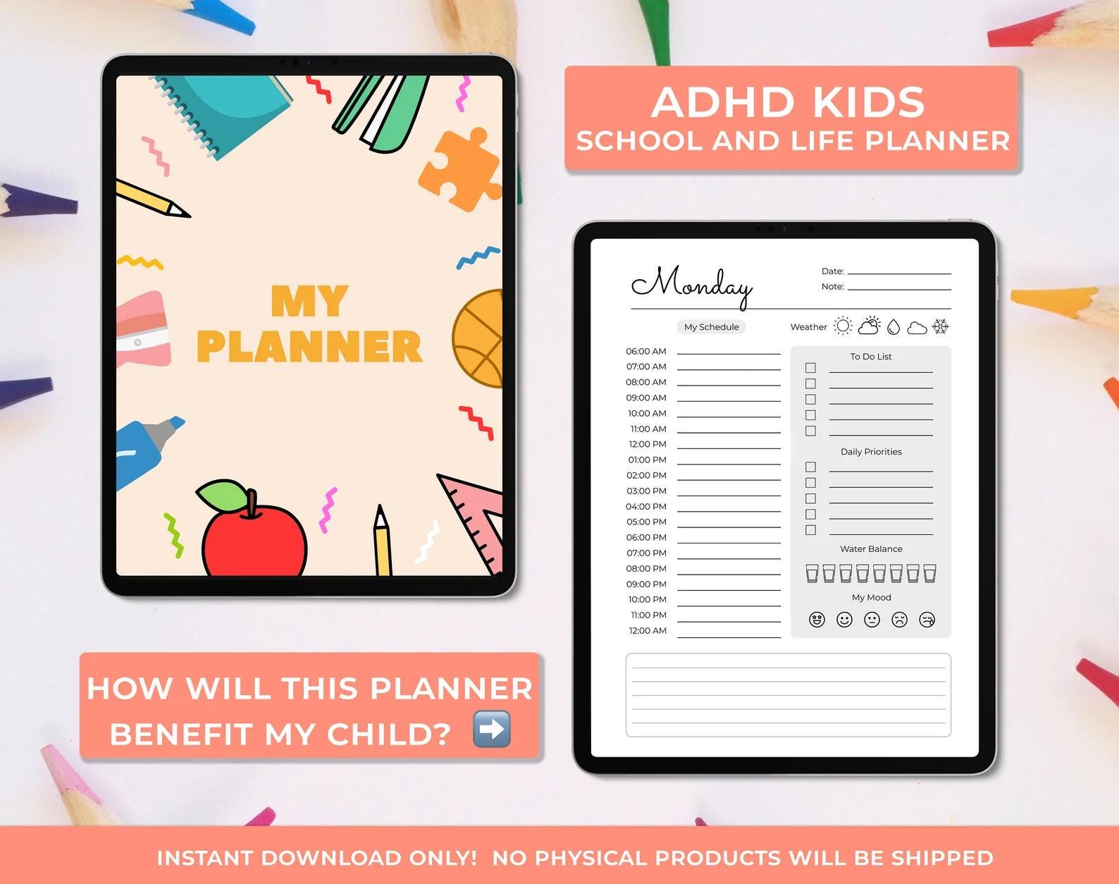 ADHD Planner for kids on a tablet