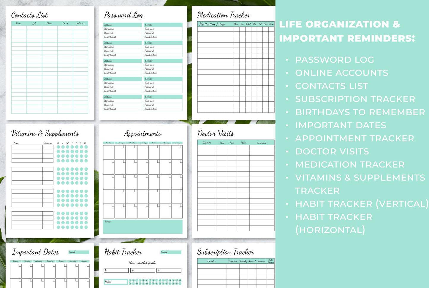 Life organization pages