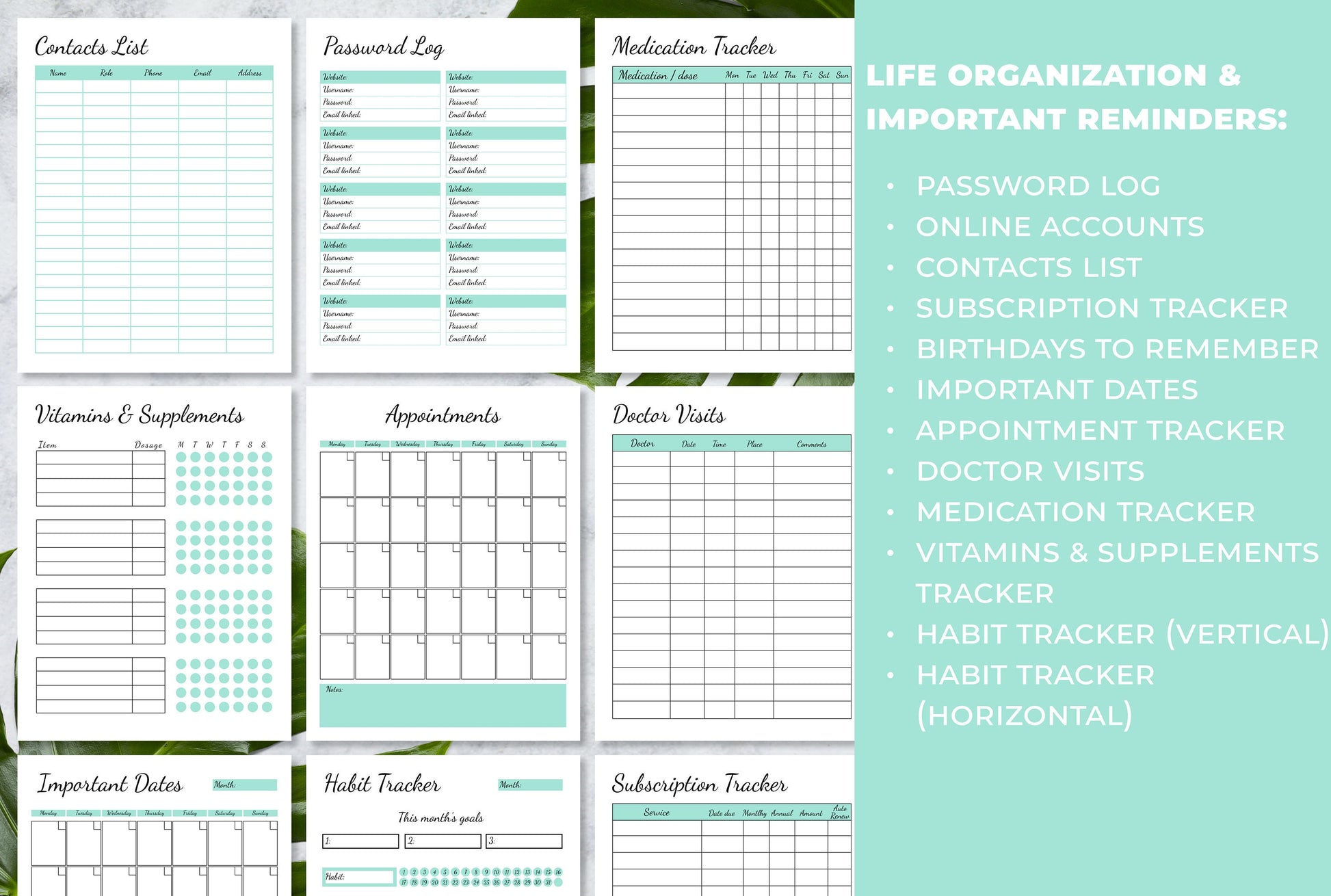 Life organization pages