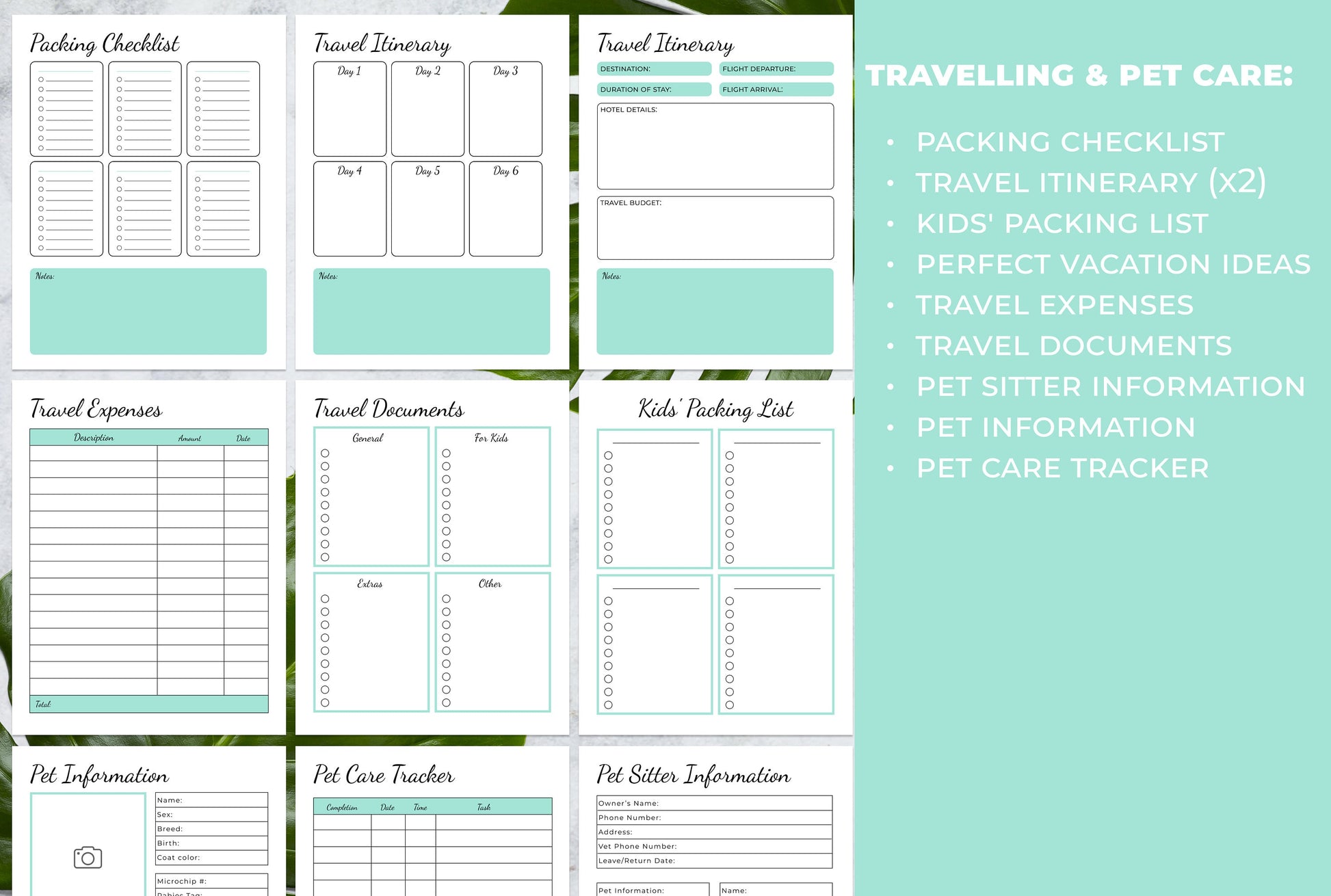 travel and petcare planners