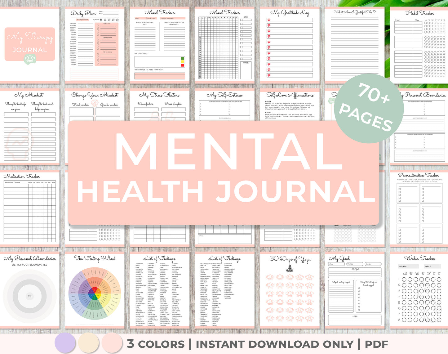 Printable mental health journal