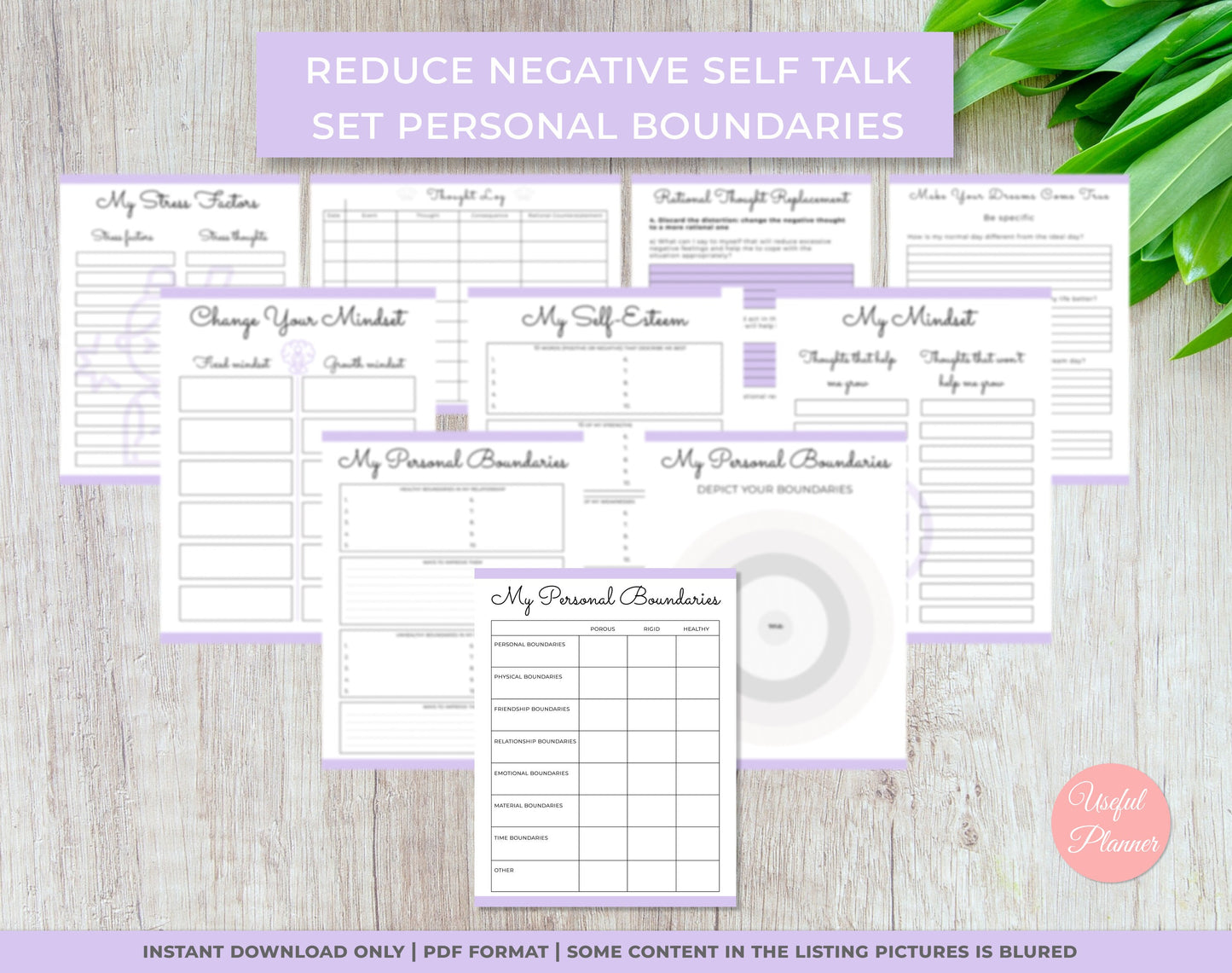 templates that help reduce negative self talk and set personal boundaries