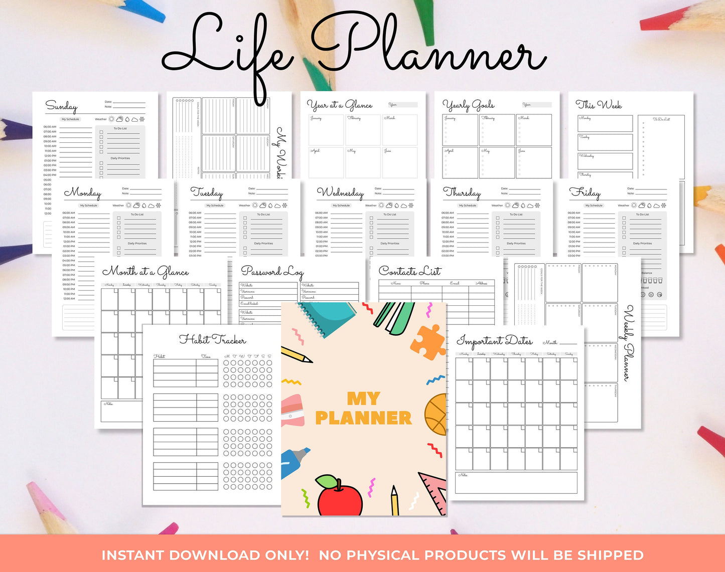 ADHD Life Planner printable pages