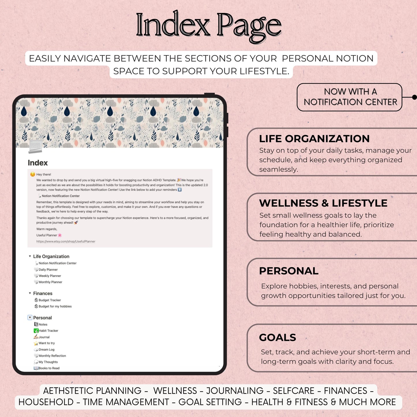 Notion Planner Index page