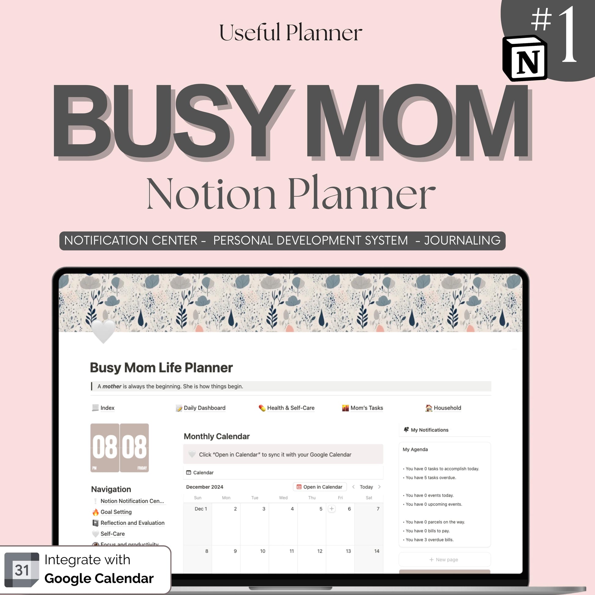 busy mom notion planner cover image