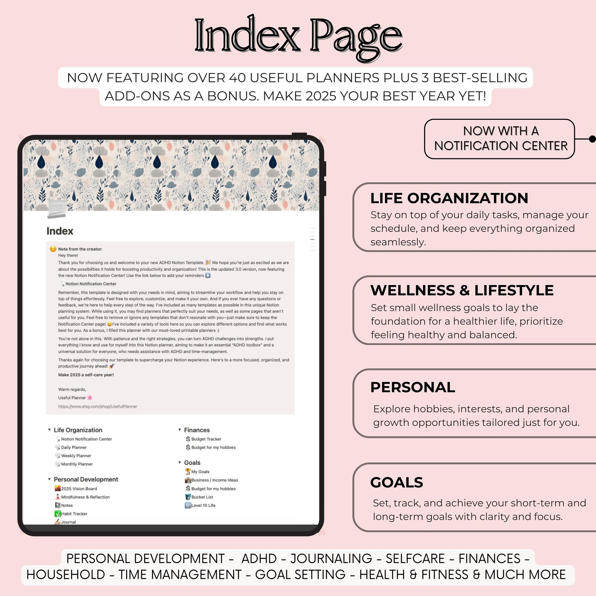 Notion planner index page