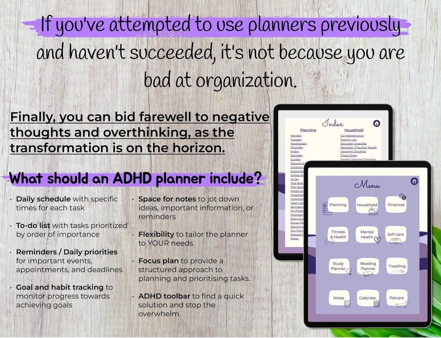 ADHD-specific planner content