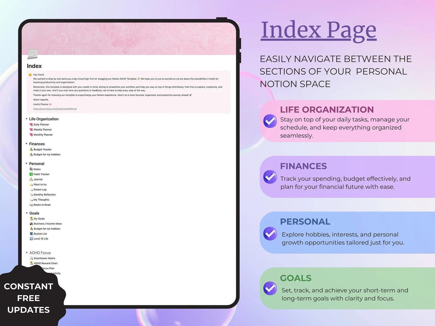 Index page for easy navigation