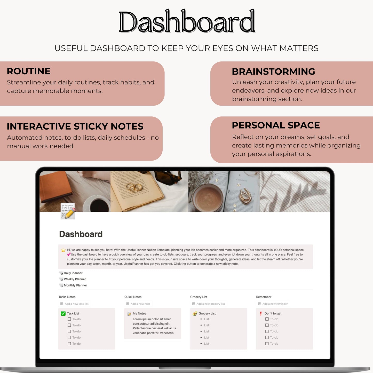 Notion planner dashboard