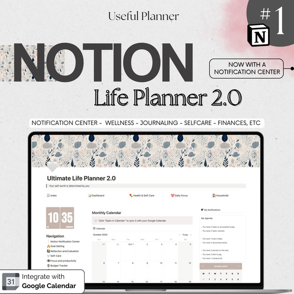 Notion Life Planner, All in One Notion Template with Notification Cent ...