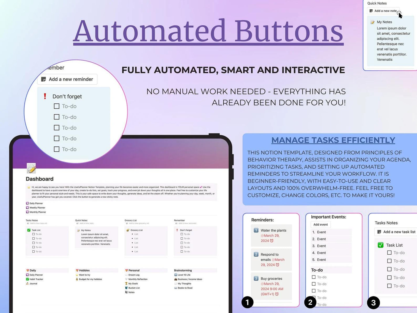 this planner has automated buttons and is interactive