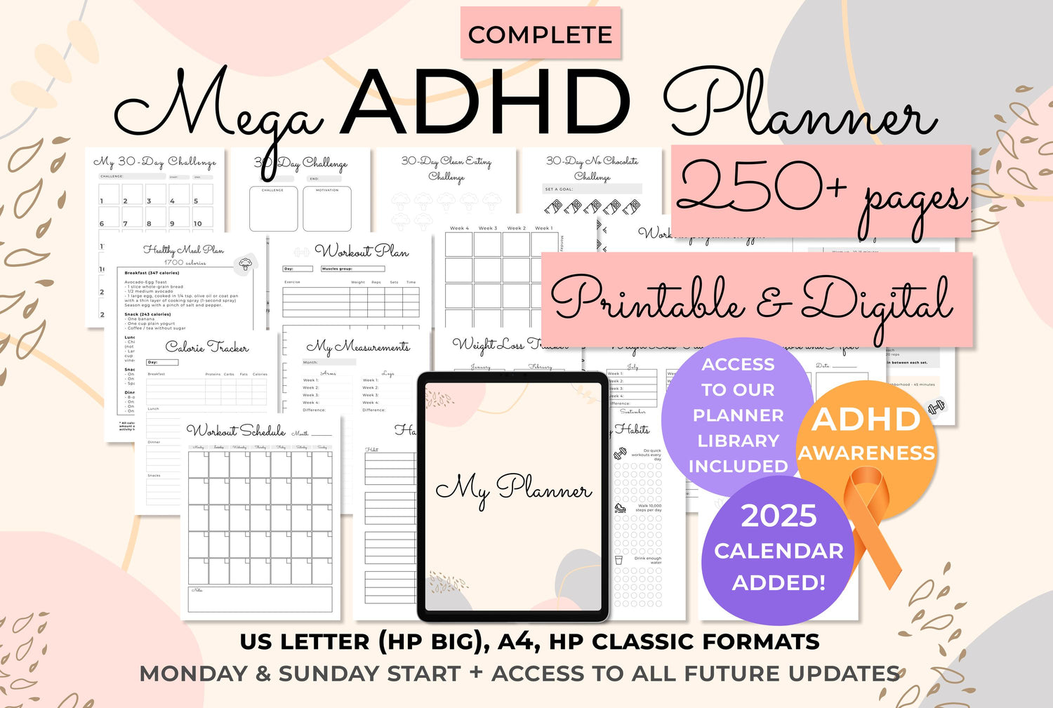 Printable and digital Mega ADHD planner