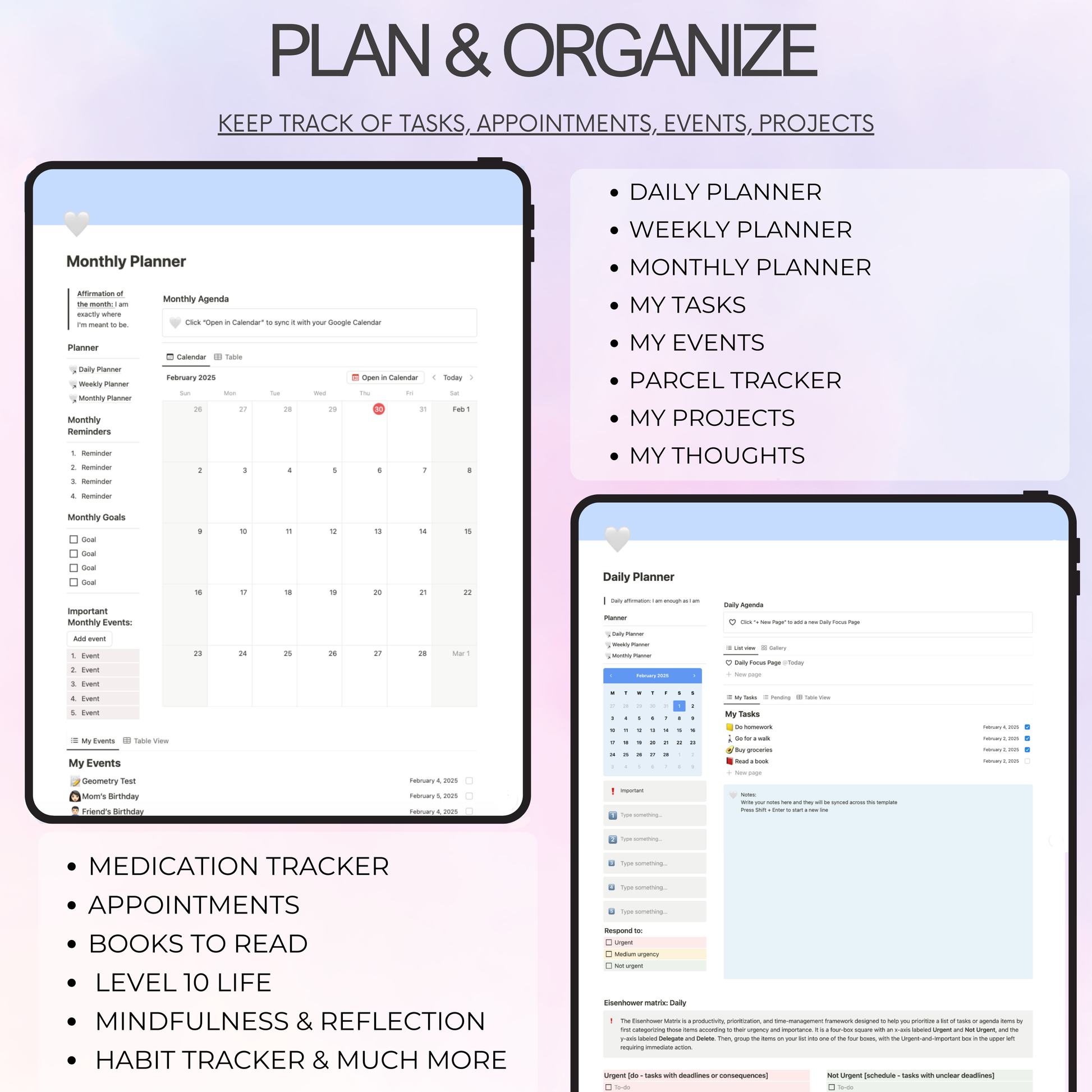 Notion Template life organization pages